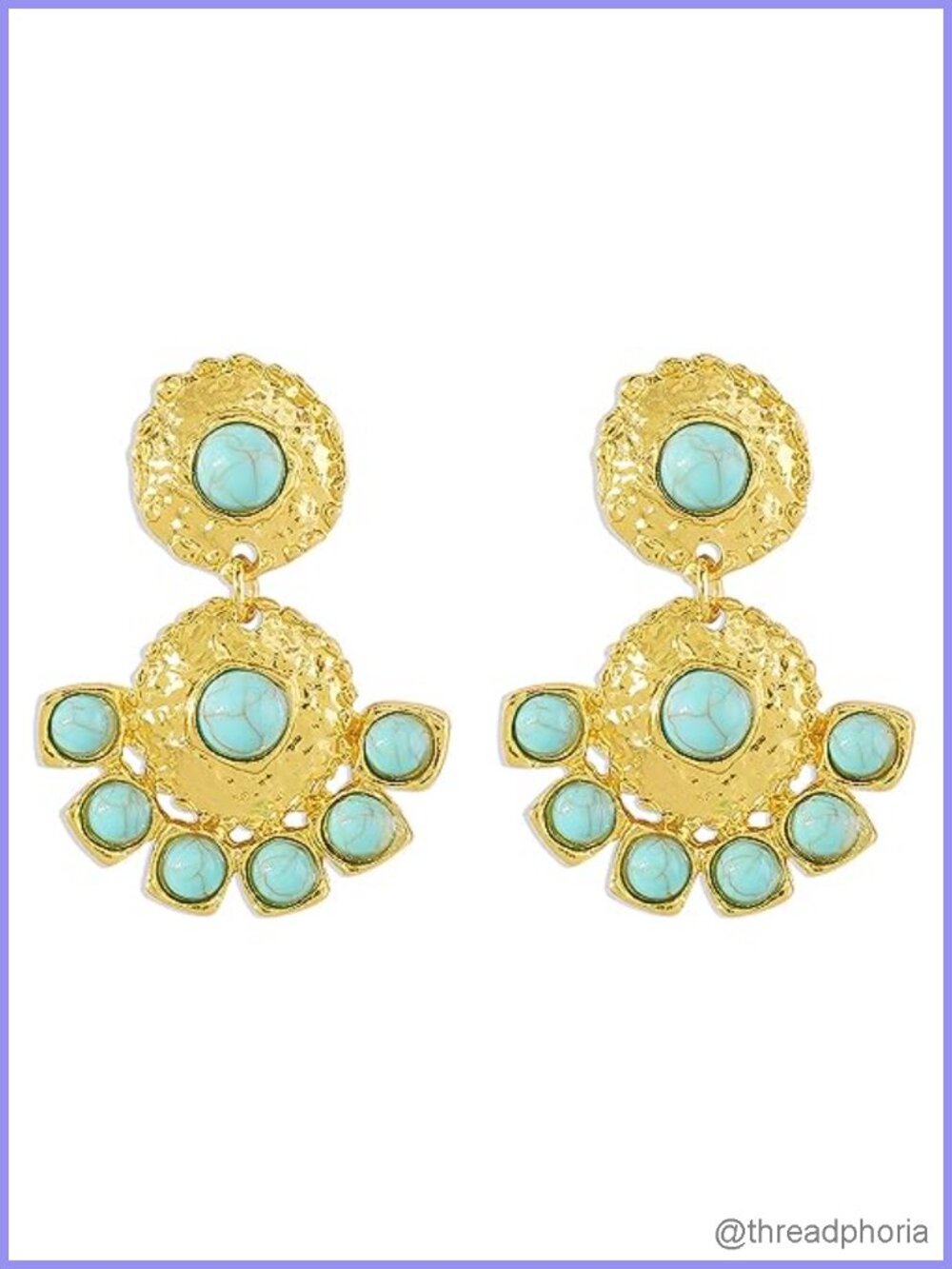 Boho Turquoise Chandelier Dangle Earrings Hypoallergenic Stainless Steel Post